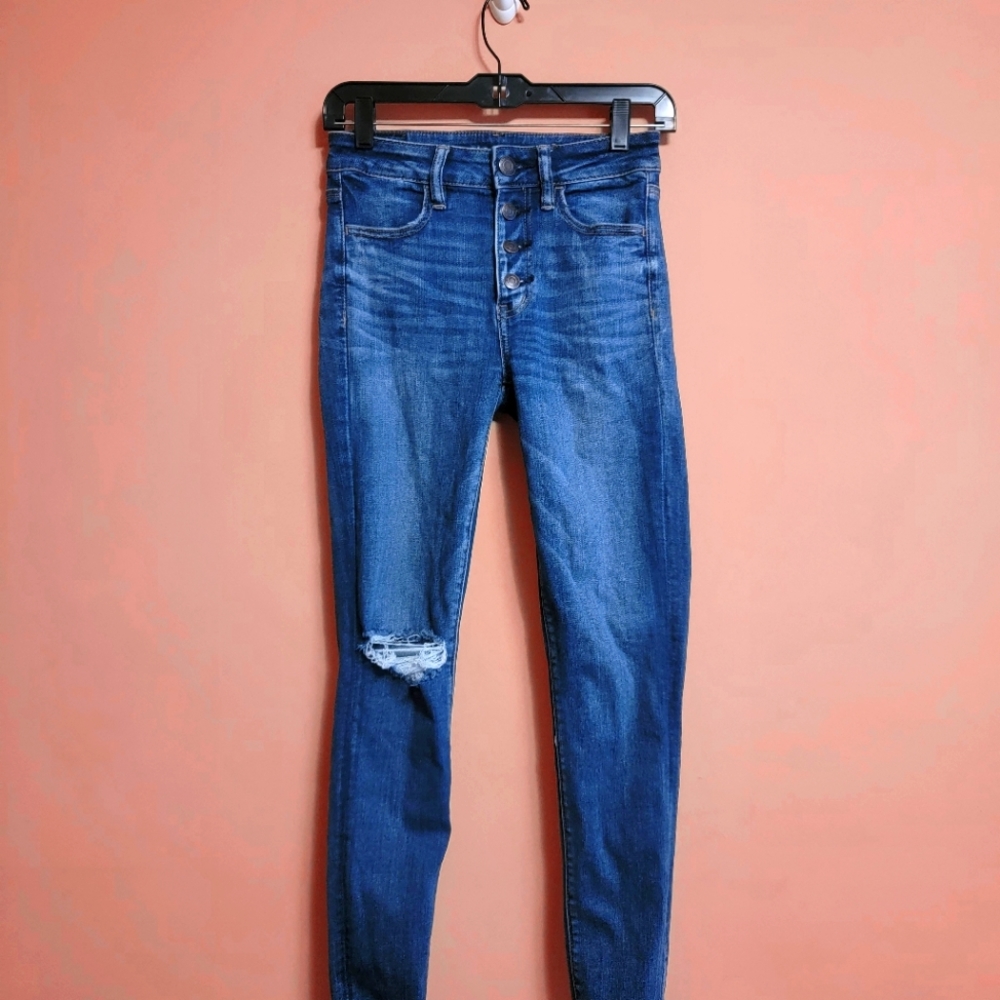 America Eagle High Waist Button Fly Jeans